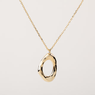 collana oro pendente ovale lucido