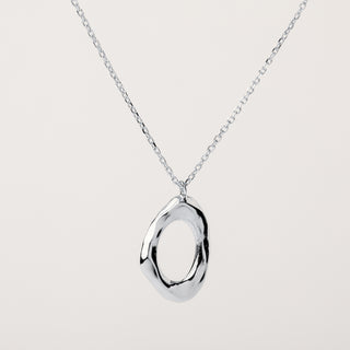 collana Argento pendente ovale lucido