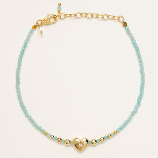 Bracciale oro pietre naturali cuore zircone