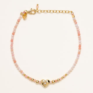 Bracciale oro pietre naturali cuore zircone
