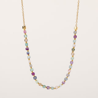 Collana in argento placcato oro con piccoli cubi di fluorite.