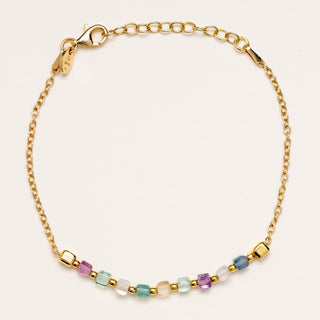 Bracciale in argento dorato impreziosito da cubi di pietra fluorite.