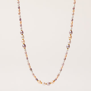 Collana lunga con perle d’acqua dolce multicolor