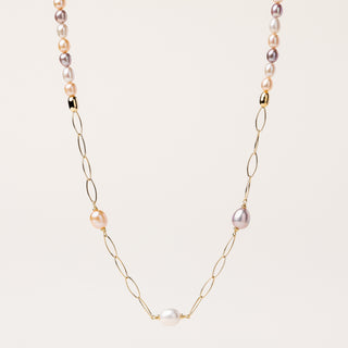 Collana lunga con perle d’acqua dolce multicolor