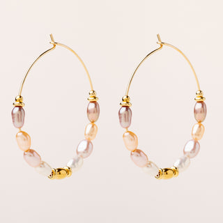 Orecchini a cerchio con perle d’acqua dolce multicolor