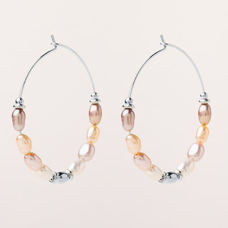 Orecchini a cerchio con perle d’acqua dolce multicolor