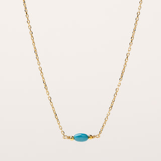 Collana lineare in argento 925 dorato con inserti in turchese.