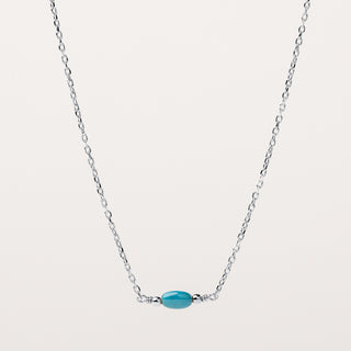 Collana lineare in argento 925 rodiato con inserti in turchese.