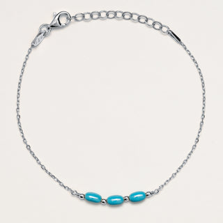 Bracciale in argento 925 rodiato con inserti geometrici in turchese.