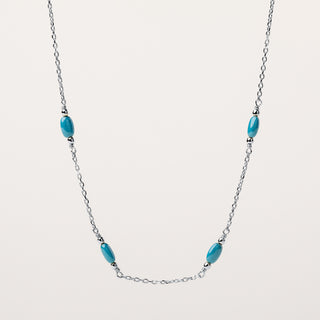 Collana girocollo in argento rodiato impreziosita con turchese.