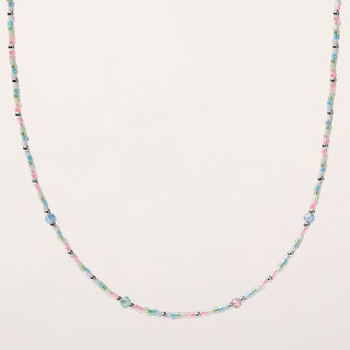 Collana in argento 925 con perline Miyuki multicolor e zirconi colorati