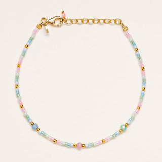 Bracciale in argento 925 con perline Miyuki multicolor e zirconi colorati
