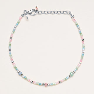 Bracciale in argento 925 con perline Miyuki multicolor e zirconi colorati