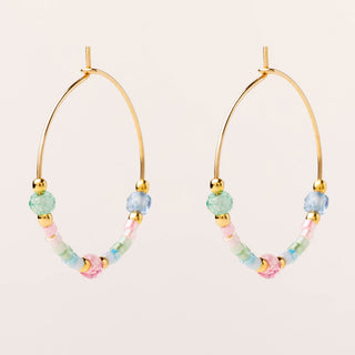 Orecchini a cerchio in argento 925 con Miyuki multicolor e zirconi colorati