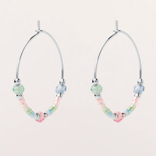 Orecchini a cerchio in argento 925 con Miyuki multicolor e zirconi colorati