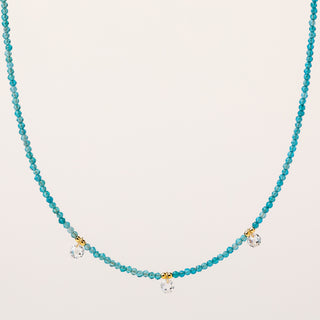 Collana con pietre naturali e zircone tondo pendente in argento 925 placcato oro