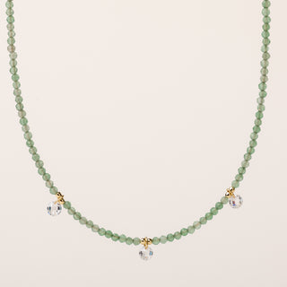 Collana con pietre naturali e zircone tondo pendente in argento 925 placcato oro