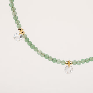 Collana con pietre naturali e zircone tondo pendente in argento 925 placcato oro