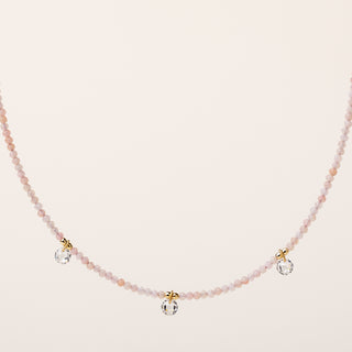 Collana con pietre naturali e zircone tondo pendente in argento 925 placcato oro