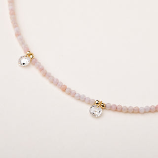 Collana con pietre naturali e zircone tondo pendente in argento 925 placcato oro
