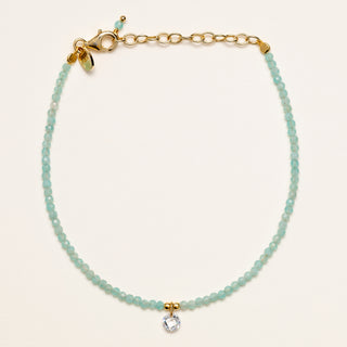Bracciale con pietre naturali e zircone tondo pendente in argento 925 placcato oro