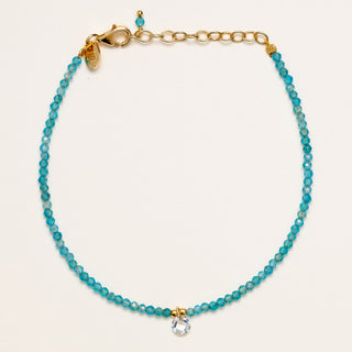 Bracciale con pietre naturali e zircone tondo pendente in argento 925 placcato oro