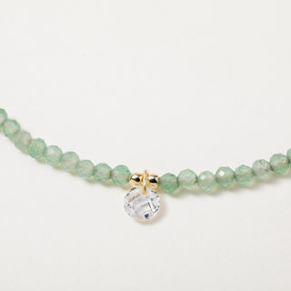Bracciale con pietre naturali e zircone tondo pendente in argento 925 placcato oro