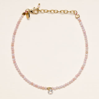 Bracciale con pietre naturali e zircone tondo pendente in argento 925 placcato oro