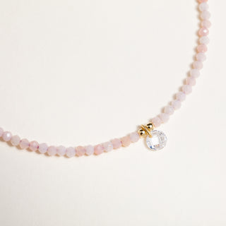 Bracciale con pietre naturali e zircone tondo pendente in argento 925 placcato oro