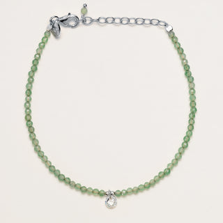 Bracciale con pietre naturali e zircone tondo pendente in argento 925 placcato rodio