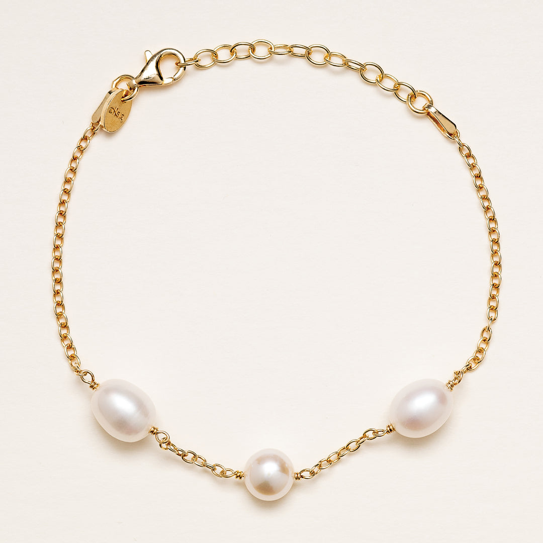 Bracciale con Perle d'Acqua Dolce Naturali Barocche, Catena Bracciale con Perle d'Acqua Dolce Naturali Barocche, Catena