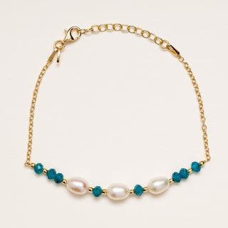 Bracciale in argento 925 placcato oro con apatite e perle d’acqua dolce