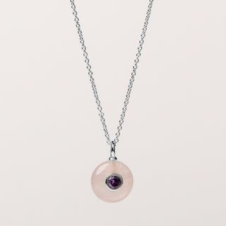 Collana in argento 925 rodiato impreziosita da pietra naturale e zircone.