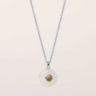 Collana in argento 925 rodiato impreziosita da pietra naturale e zircone.