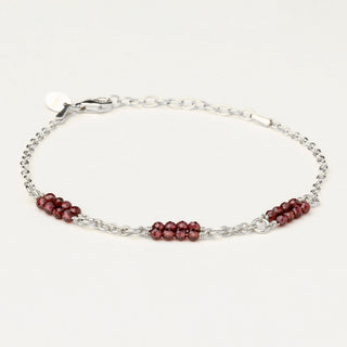 Bracciale in argento 925 Rodiato con granato naturale dal design geometrico essenziale.