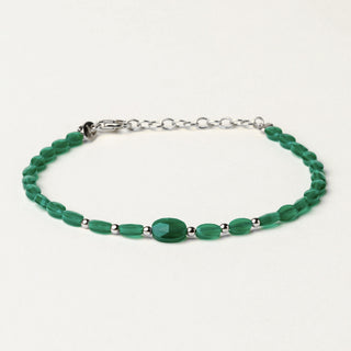 Bracciale in argento 925 Rodiato con cristallo verde dal design geometrico essenziale.