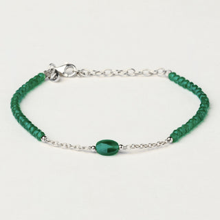 Bracciale in argento 925 Rodiato con cristallo verde dal design geometrico essenziale.