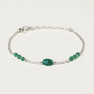 Bracciale in argento 925 Rodiato con cristallo verde dal design geometrico essenziale.