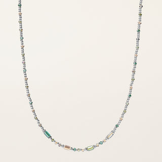 Collana in argento 925 Rodiato con cristallo dal design geometrico essenziale.
