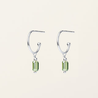 Orecchini in argento 925 Rodiato con cristalli colorati dal design geometrico essenziale.