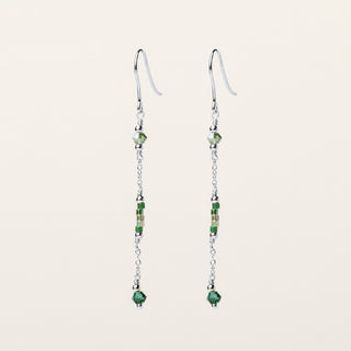 Orecchini in argento 925 Rodiato con miyuki dal design geometrico essenziale.