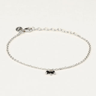 Bracciale in argento 925 Rodiato con spinello naturale dal design geometrico essenziale.