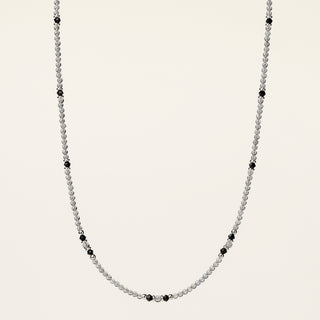 Collana in argento 925 Rodiato con labradorite dal design geometrico essenziale.