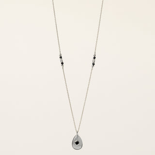 Collana in argento 925 Rodiato con pietra di luna dal design geometrico essenziale.