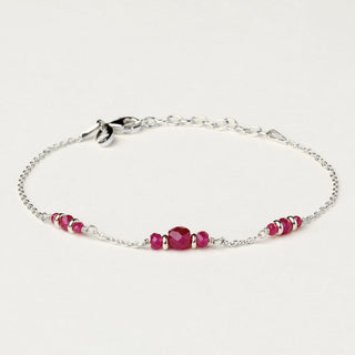 Bracciale in argento 925 Rodiato con corindone naturale dal design geometrico essenziale.