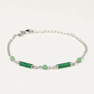 Bracciale in argento 925 Rodiato con cristallo verde dal design geometrico essenziale.