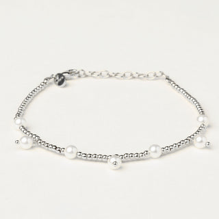 Bracciale in argento 925 Rodiato con perle d'acqua dolce dal design geometrico essenziale.