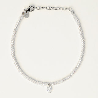 Bracciale in argento 925 Rodiato con perle d'acqua dolce dal design geometrico essenziale.