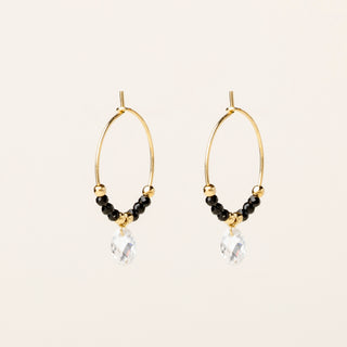 Orecchini in argento 925 dorato con spinello naturale dal design geometrico essenziale.