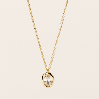 Collana catena sottile in argento 925 dorato con ciondolo organico e zircone.